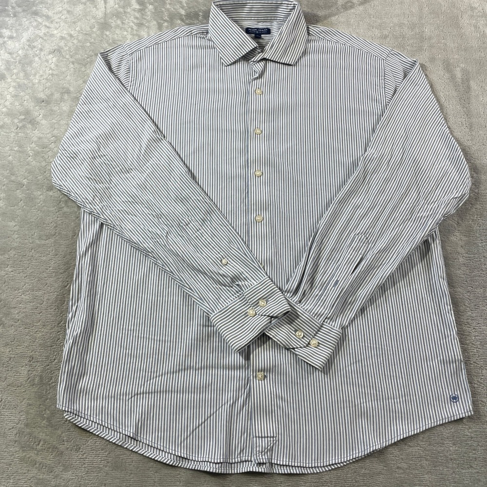 Peter Millar Crown Crafted Shirt Mens XL Blue Striped Office Preppy‎ Light Soft